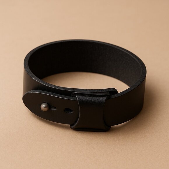 Leather Men's Unisex Cognac Retro Cuff Bracelet Wristband Western Minimalist - Picture 2 of 6